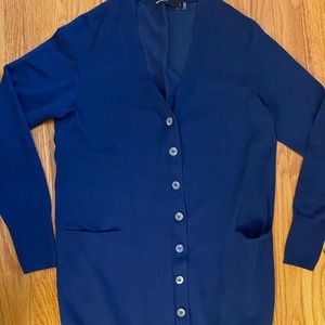 Karen Millen Blue Long Button Down Cardigan Small
